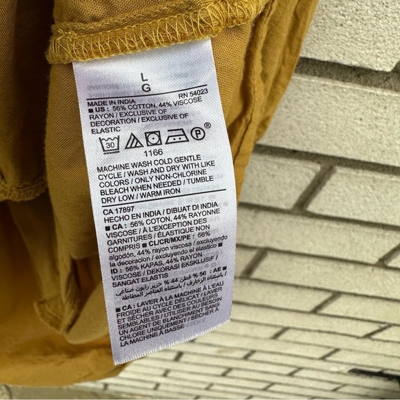 Old Navy Long-Sleeve Tiered Smocked Embroidered Mini Swing Dress Gold Celandine - Picture 7 of 10